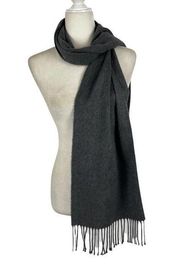 NWT Wilson Leather Black Rivet Made in Italy Gray Fringe Scarf