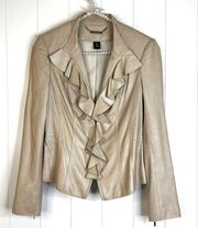 White House Black Market Champagne Color 100% Leather Jacket SZ XS