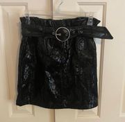 Faux Leather Paper Bag Mini Skirt