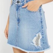 Good Chainmail Frayed Hem Denim Mini Skirt