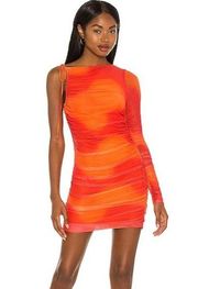 Camila Coelho Seri Mini Dress in Orange Tie Dye Small