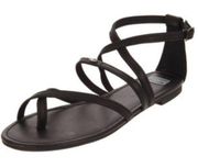 Lacoste Miramas Thong Ankle Strap Sandals black size 9.5