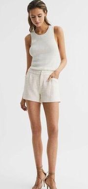 Patrizia Textured High Rise Shorts in Cream