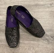 Black Metallic Zebra Print Alpargata Slip On Sneakers Size 7