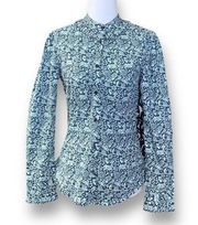 Batsheva x Laura Ashley Cambrie Blouse Whinlatter Blue White Floral Animal Print