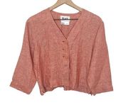 FLAX Women's Small Linen Button Front Top Cropped Boxy Oversized Muted Red