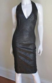 Gianni Versace | Laser Perforated 100% Leather Halter Dress Vintage