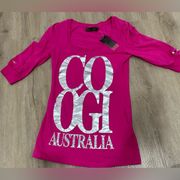 Nwt womens size large Coogi Big logo pink long sleeve T-shirt