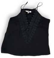 WAYF Black Sexy Y2k Lace V Neck Chiffon Lace Up Flowy Tank Top Size Small