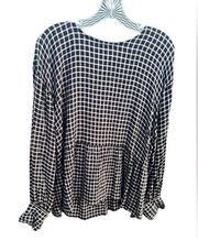 Madewell empire top long sleeve X2 size black and brown pattern preowned