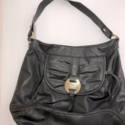 Relic large hobo bag shoulder purse gray black pleated front Gold tone hardware