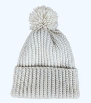 Crochet Handmade Chunky Ribbed Beanie  Cream Pompom Warm Hat Cap