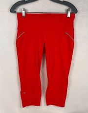 Athleta  Relay Capri Leggings Red Yoga Gym Pants