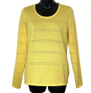 Anne Klein Marigold Yellow Knit Sweater Size Medium Pinhole Long Sleeve