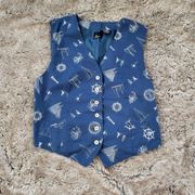 Lizsport Nautical 1990s Vintage Vest Blue Size 14