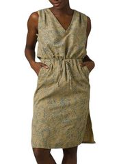 Prana Ecotropics Dress Cabana Straw Sleeveless Drawstring Waist Open Back XS NWT