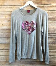 Melissa Masse Sequin Heart Love Tee Size Med NWOT