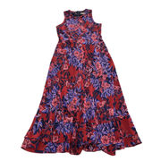 Rebecca Taylor Dress Womens 4 Red Purple Flame Of The Forest Floral Midi Silk