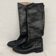 Banana Republic Womens Size 7.5 US Black Riding Tall Leather Boots Zip Up