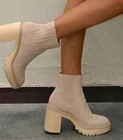 Dolce Vita Caster H2O Booties in Dune Suede Leather Anthropologie