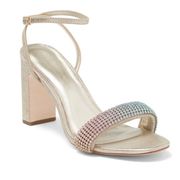 Loeffler Randall Shay Rainbow Crystal Metallic Gold Ankle Strap Sandal NWT 10.5