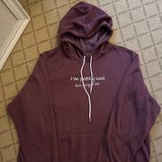 Purple hoodie with text "I'm pretty cool, but I cry a lot"  XL