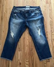 TORRID Denim JEANS Destroyed Size 20 Ankle (Ins 27.) Raw Hems