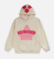 cream and pink star hoodie