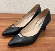 Young Black Genuine Italian Leather Pointy Toe High Heel Pumps Size 6M