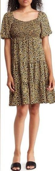 nanette Nanette LEPORE Black Gold Floral Print Dress Size 8 NWT