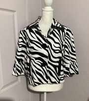 Sandro Sportswear Zebra Wide Sleeve Short Blazer