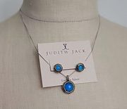 NWOT Judith  Jewelry Set Signed Sterling Silver Blue Stones