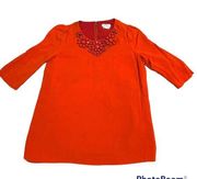 Kate Spade Embellished Red Orange Blouse Top Sz 2
