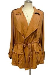 Dressbarn Women's Brown Open Front Drawstring Jacket Plus Size 1X