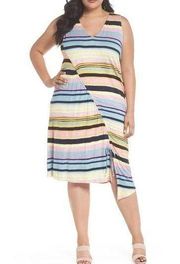 Rachel Rachel Roy April Navy Combo Striped Hem Tie Dress Sz.1X NWT