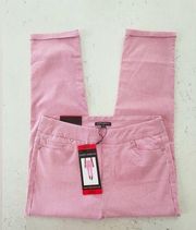 Mario Serrani Comfort Stretch Cuff Capri Pants Pink White Size M NWT
