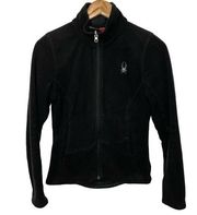 Spyder Black Fleece Sweatshirt S Embroidered Full Zip Mock Neck Casual