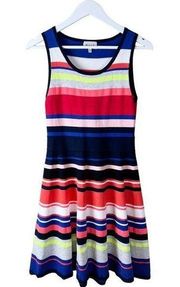 Milly Rainbow Stripe Fit and Flare Knit Dress Multicolor Size M Sleeveless