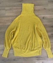 free people yellow ribbed long sleeve pullover turtleneck sweater