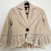 Robert Rodrigez Beige Lace Detail Jacket blazer size 4 neutral contemporary