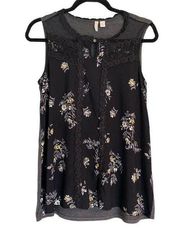 Est. 1946 Women’s Contemporary Sleeveless Black Multicolor Floral Top Size Small