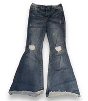 Distressed Frayed Flare Leg Jeans