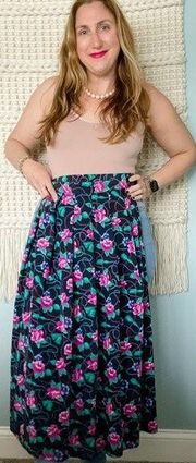 Pendleton vintage floral rope & tassel print pleated midi skirt size small S