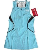 TYR Competitor Womens Tri Singlet Tank Top - Lt Blue Black White - Size XS - $66