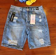 Simple Society Distressed Bermuda Denim Shorts Size 11/30