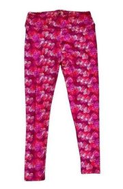 Womens Lularoe Heart Print Valentines Day Leggings in Tall & Curvy - Sz TC