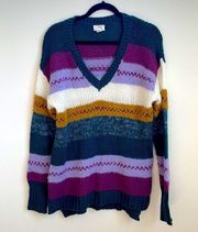 Caslon vneck multicolor colorblock sweater small