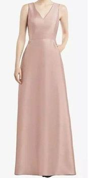 Alfred Sung Dress Womens Dress 12 Toasted Sugar Pink Satin Twill Prom Foral Gown