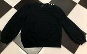 Black Rhinestone Puffy Sleeve Sweatshirt Sparkle Bling Preppy sz S