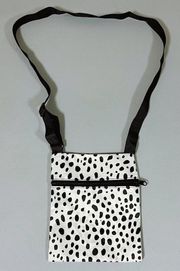 White Black Polka Dot Dots Dalmatian Cow Animal Print Crossbody Bag Purse Pocketbook 🤍🖤